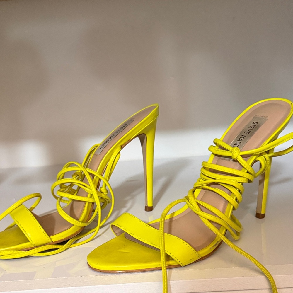 Steve Madden Bright Yellow Lace-Up Heels
